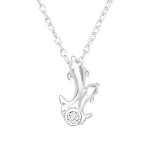 Sterling Silver CZ Dolphin Necklace